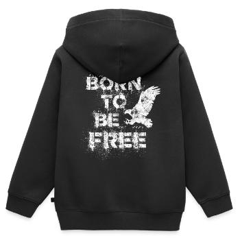 Born to be free Free Liberer Aigle sauvage motard - Sweat Premium à capuche zippé enfant bio - noir - Dos - AI Model Kid Male (0cm)