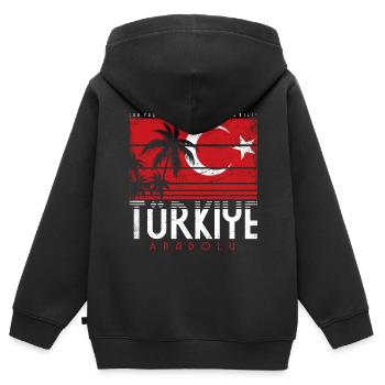 TÜRKIYE TURKISH FLAG ANATOLIA FLAG TURKEY - Kids Premium Organic Zip-up Hoodie - black - Back - AI Model Kid Male (0cm)