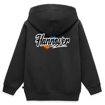 Hannover - Kinder Premium Organic Zip Hoodie - Schwarz - Hinten - AI Model Kid Male (0cm)