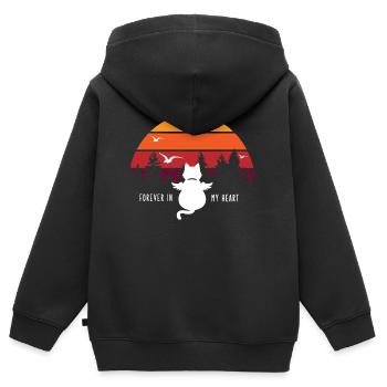Retro Cat Dead Grief Emotional Gift Angel - Kids Premium Organic Zip-up Hoodie - black - Back - AI Model Kid Male (0cm)