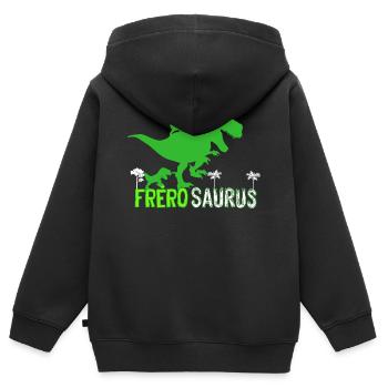 Grand Frère Dinosaure Frérosaurus - Sweat Premium à capuche zippé enfant bio - noir - Dos - AI Model Kid Male (0cm)
