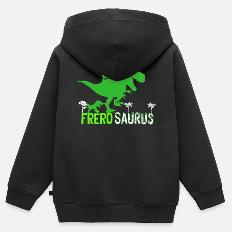 Grand Frère Dinosaure Frérosaurus - Sweat Premium à capuche zippé enfant bio - noir