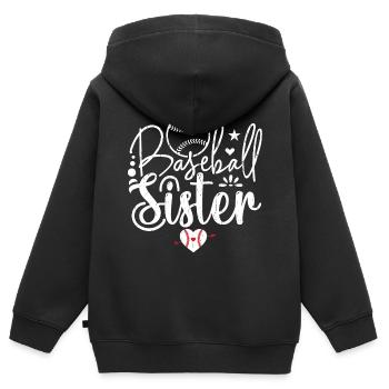 Baseball Sister Baseball Baseball Sister - Sweat Premium à capuche zippé enfant bio - noir - Dos - AI Model Kid Male (0cm)