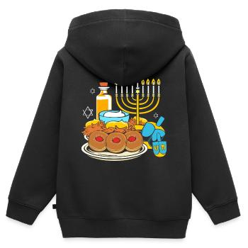 Chanukkah Hanukkah Hanukah - Kinder Premium Organic Zip Hoodie - Schwarz - Hinten - AI Model Kid Male (0cm)