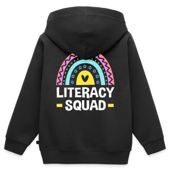 Leseratte Lesen Grundschule Grundschullehrer - Kinder Premium Organic Zip Hoodie - Schwarz - Hinten - AI Model Kid Male (0cm)