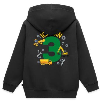 Ich bin 3 Jahre Geburtstag Mädchen Junge Baustelle - Kinder Premium Organic Zip Hoodie - Schwarz - Hinten - AI Model Kid Male (0cm)