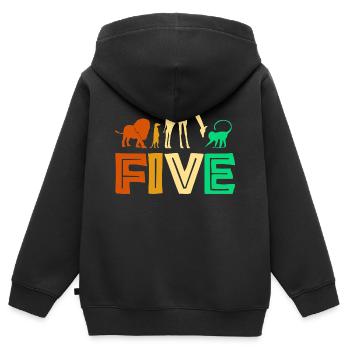 5. Geburtstag Dschungel Tiere Afrika 5 Jahre - Kinder Premium Organic Zip Hoodie - Schwarz - Hinten - AI Model Kid Male (0cm)