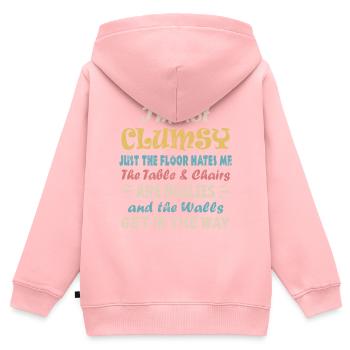 Ich bin nicht tollpatschig, nicht ungeschickt - Kinder Premium Organic Zip Hoodie - Rosa - Hinten - AI Model Kid Female (0cm)