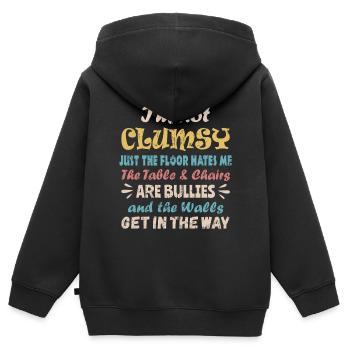 Ich bin nicht tollpatschig, nicht ungeschickt - Kinder Premium Organic Zip Hoodie - Schwarz - Hinten - AI Model Kid Male (0cm)