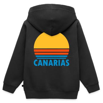 Canarias (geteilte Sonne) - Kinder Premium Organic Zip Hoodie - Schwarz - Hinten - AI Model Kid Male (0cm)