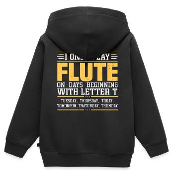 Funny Flute Player Flutist - Kinder Premium Organic Zip Hoodie - Schwarz - Hinten - AI Model Kid Male (0cm)