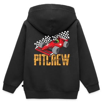 Pit Crew - Course automobile - Sweat Premium à capuche zippé enfant bio - noir - Dos - AI Model Kid Male (0cm)
