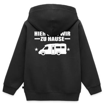 Camping - Kinder Premium Organic Zip Hoodie - Schwarz - Hinten - AI Model Kid Male (0cm)