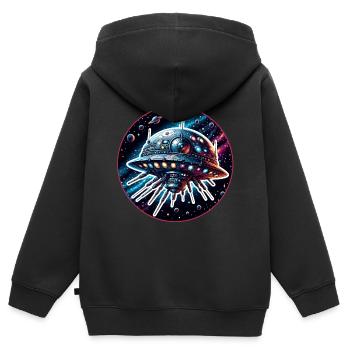 Fantastic spider spaceship in space - Kids Premium Organic Zip-up Hoodie - black - Back - AI Model Kid Male (0cm)