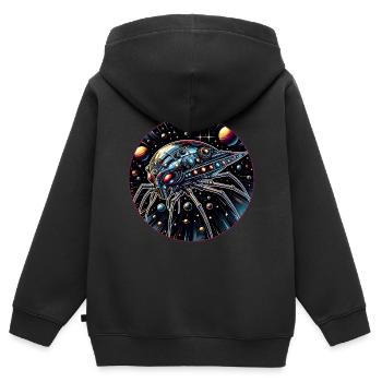 Fantastic spider spaceship in space - Kids Premium Organic Zip-up Hoodie - black - Back - AI Model Kid Male (0cm)