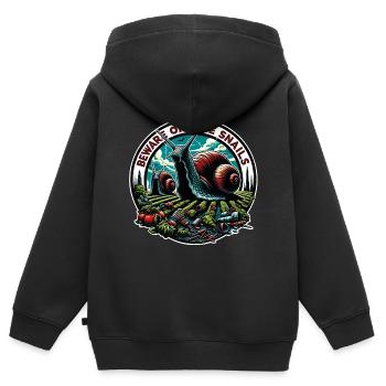 Escargot géant, désastre d’escargot, escargot de jardin - Sweat Premium à capuche zippé enfant bio - noir - Dos - AI Model Kid Male (0cm)
