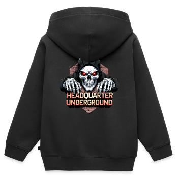 Gangster Skull, - Kinder Premium Organic Zip Hoodie - Schwarz - Hinten - AI Model Kid Male (0cm)