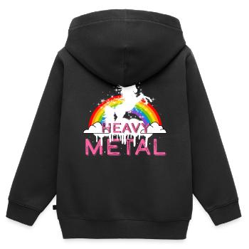 Heavy Metal Einhorn Musik - Kinder Premium Organic Zip Hoodie - Schwarz - Hinten - AI Model Kid Male (0cm)