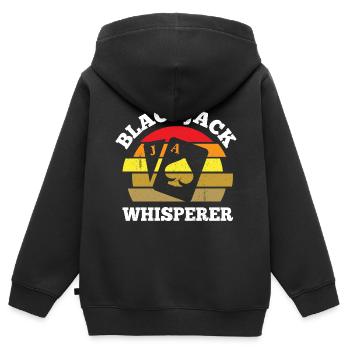 Blackjack Whisperer Funny Casino Gambling Card - Kinder Premium Organic Zip Hoodie - Schwarz - Hinten - AI Model Kid Male (0cm)