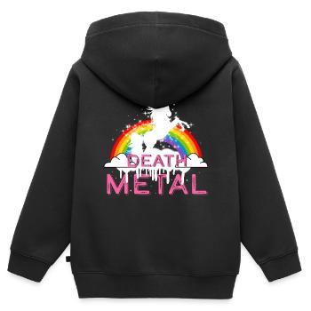 Death Metal Einhorn Musik Geschenkidee - Kinder Premium Organic Zip Hoodie - Schwarz - Hinten - AI Model Kid Male (0cm)