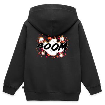 Boom 2 J - Kinder Premium Organic Zip Hoodie - Schwarz - Hinten - AI Model Kid Male (0cm)
