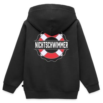 Nichtschwimmer Bademeister Lustig Freibad - Kinder Premium Organic Zip Hoodie - Schwarz - Hinten - AI Model Kid Male (0cm)