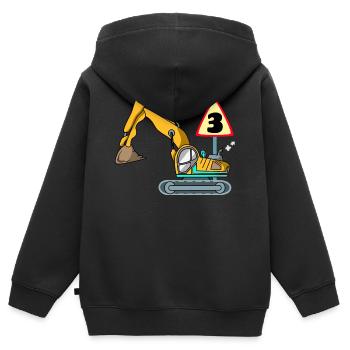 Geburtstag 3 Jahre Bagger Baustelle - Kinder Premium Organic Zip Hoodie - Schwarz - Hinten - AI Model Kid Male (0cm)