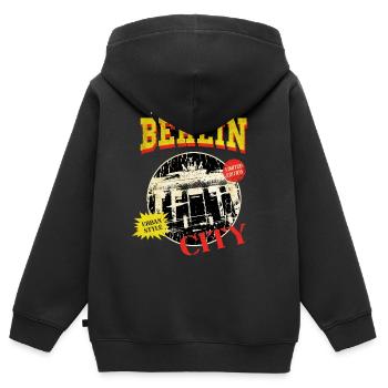 Berlin Allemagne City Skyline Vintage Rétro - Sweat Premium à capuche zippé enfant bio - noir - Dos - AI Model Kid Male (0cm)