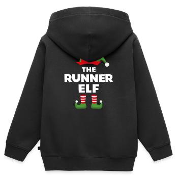 L’Elfe Coureur - Sweat Premium à capuche zippé enfant bio - noir - Dos - AI Model Kid Male (0cm)