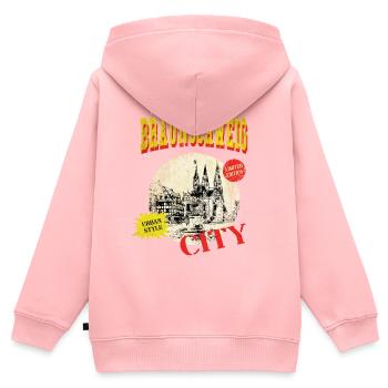 Braunschweig Allemagne Ville Skyline Vintage - Sweat Premium à capuche zippé enfant bio - rose - Dos - AI Model Kid Female (0cm)
