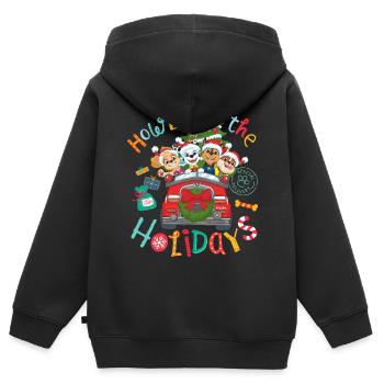 Paw Patrol Christmas Design - Kinder Premium Organic Zip Hoodie - Schwarz - Hinten - AI Model Kid Male (0cm)