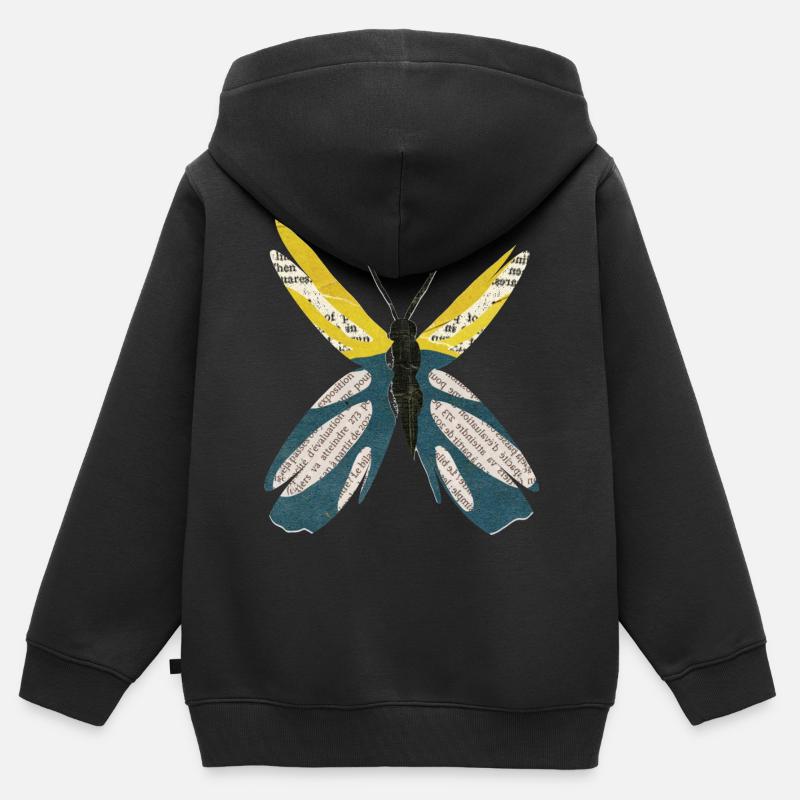 PAPILLON - Sweat Premium à capuche zippé enfant bio - noir