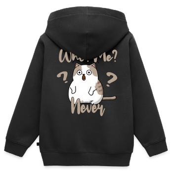 Who, me? Never - Erschrockene Katze - Kinder Premium Organic Zip Hoodie - Schwarz - Hinten - AI Model Kid Male (0cm)