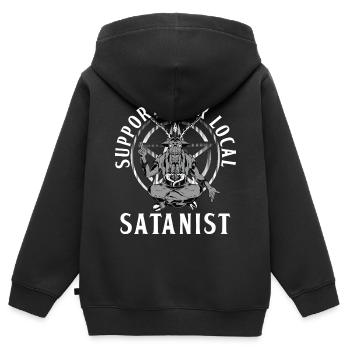 Chemise sataniste - Sweat Premium à capuche zippé enfant bio - noir - Dos - AI Model Kid Male (0cm)