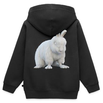 Flauschiges Angorakaninchen - Kinder Premium Organic Zip Hoodie - Schwarz - Hinten - AI Model Kid Male (0cm)