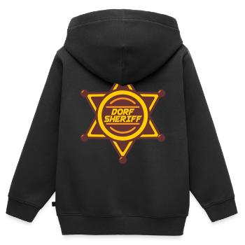 Dorf Sheriff | Farben änderbar - Kinder Premium Organic Zip Hoodie - Schwarz - Hinten - AI Model Kid Male (0cm)