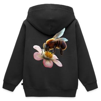 Biene auf Blume - Kinder Premium Organic Zip Hoodie - Schwarz - Hinten - AI Model Kid Male (0cm)