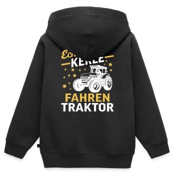 echte kerle fahren traktor geschenk landwirt bauer - Kinder Premium Organic Zip Hoodie - Schwarz - Hinten - AI Model Kid Male (0cm)