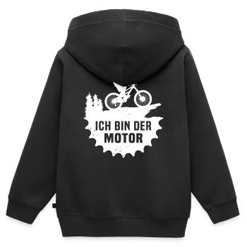 Ich Bin Der Motor Mountainbike - Kinder Premium Organic Zip Hoodie - Schwarz - Hinten - AI Model Kid Male (0cm)