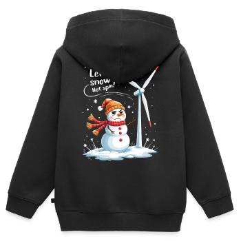 Stopp Windräder - Lasst es schneien, nicht drehen - Kinder Premium Organic Zip Hoodie - Schwarz - Hinten - AI Model Kid Male (0cm)