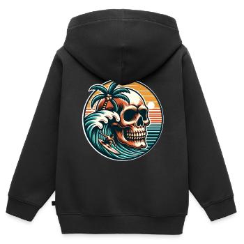 Surfen Surfer skull - Kinder Premium Organic Zip Hoodie - Schwarz - Hinten - AI Model Kid Male (0cm)