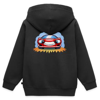 Lustiger Rennwagen - Kinder Premium Organic Zip Hoodie - Schwarz - Hinten - AI Model Kid Male (0cm)