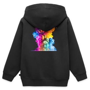 Bunte Wolken - Kinder Premium Organic Zip Hoodie - Schwarz - Hinten - AI Model Kid Male (0cm)