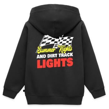 Nuits d’été et lumières de piste de terre course sur piste - Sweat Premium à capuche zippé enfant bio - noir - Dos - AI Model Kid Male (0cm)