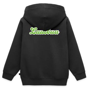 Lausbua Grün - Kinder Premium Organic Zip Hoodie - Schwarz - Hinten - AI Model Kid Male (0cm)
