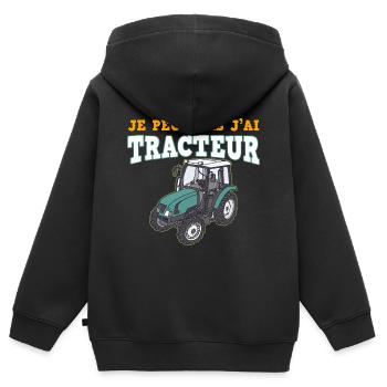 Tracteur Agriculteur Homme et enfant - Sweat Premium à capuche zippé enfant bio - noir - Dos - AI Model Kid Male (0cm)