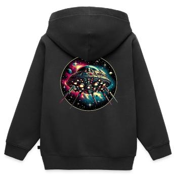 Fantastic spider spaceship in space - Kids Premium Organic Zip-up Hoodie - black - Back - AI Model Kid Male (0cm)