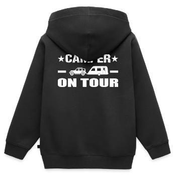 Camping - Kinder Premium Organic Zip Hoodie - Schwarz - Hinten - AI Model Kid Male (0cm)