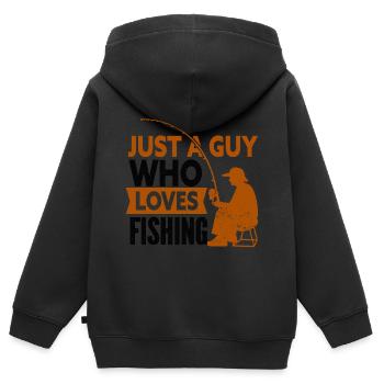 Angler Angelhaken Angelrute Sportfischer - Kinder Premium Organic Zip Hoodie - Schwarz - Hinten - AI Model Kid Male (0cm)