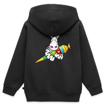 Zebra with sugar bag for the beginning of school - Kids Premium Organic Zip-up Hoodie - black - Back - AI Model Kid Male (0cm)